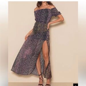 Lulu's Black and Purple Floral Maxi Dress